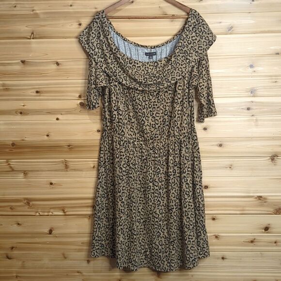 Lane Bryant Dress 18/20 Leopard Print Off the Shoulder Fit and Flare NWT - Picture 1 of 11